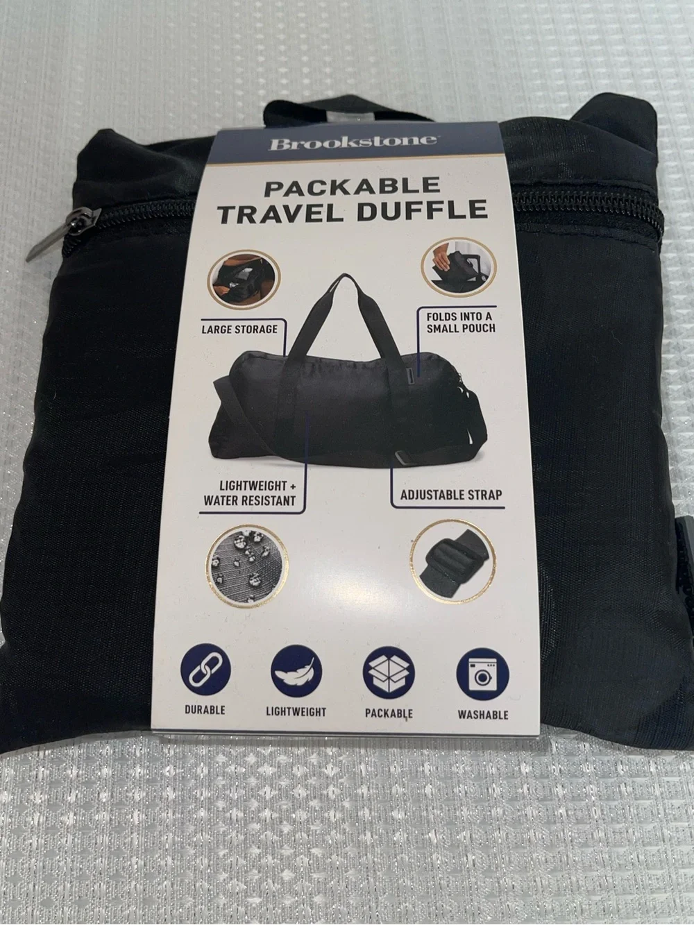 Brookstone Packable Travel Duffle - Black - NWT